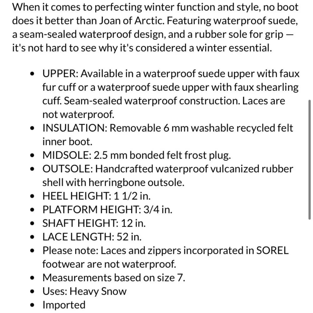 Sorel Joan of Arctic Waterproof Snow boots 7 *read